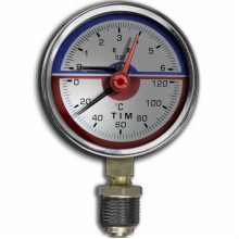 Термоманометр радиальный, TIM, 6 бар, арт.: Y-80-6bar