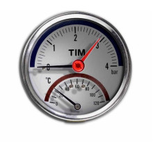 Термоманометр аксиальный, TIM, 4 бар