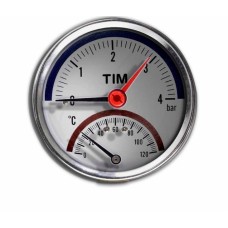 Термоманометр аксиальный, TIM, 4 бар